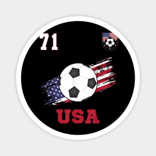 American USA Flag Soccer Jersey Favorite Lucky Number 71 Women Men Magnet